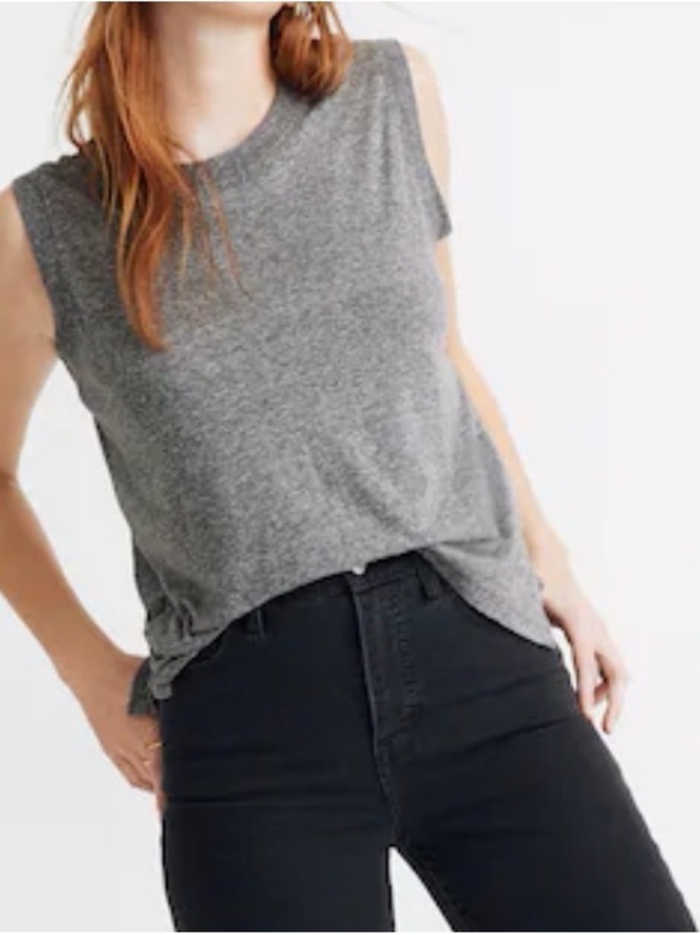 Madewell Rivet & Thread Muscle Tank Top Heather Gray Oversized Slouchy XXS